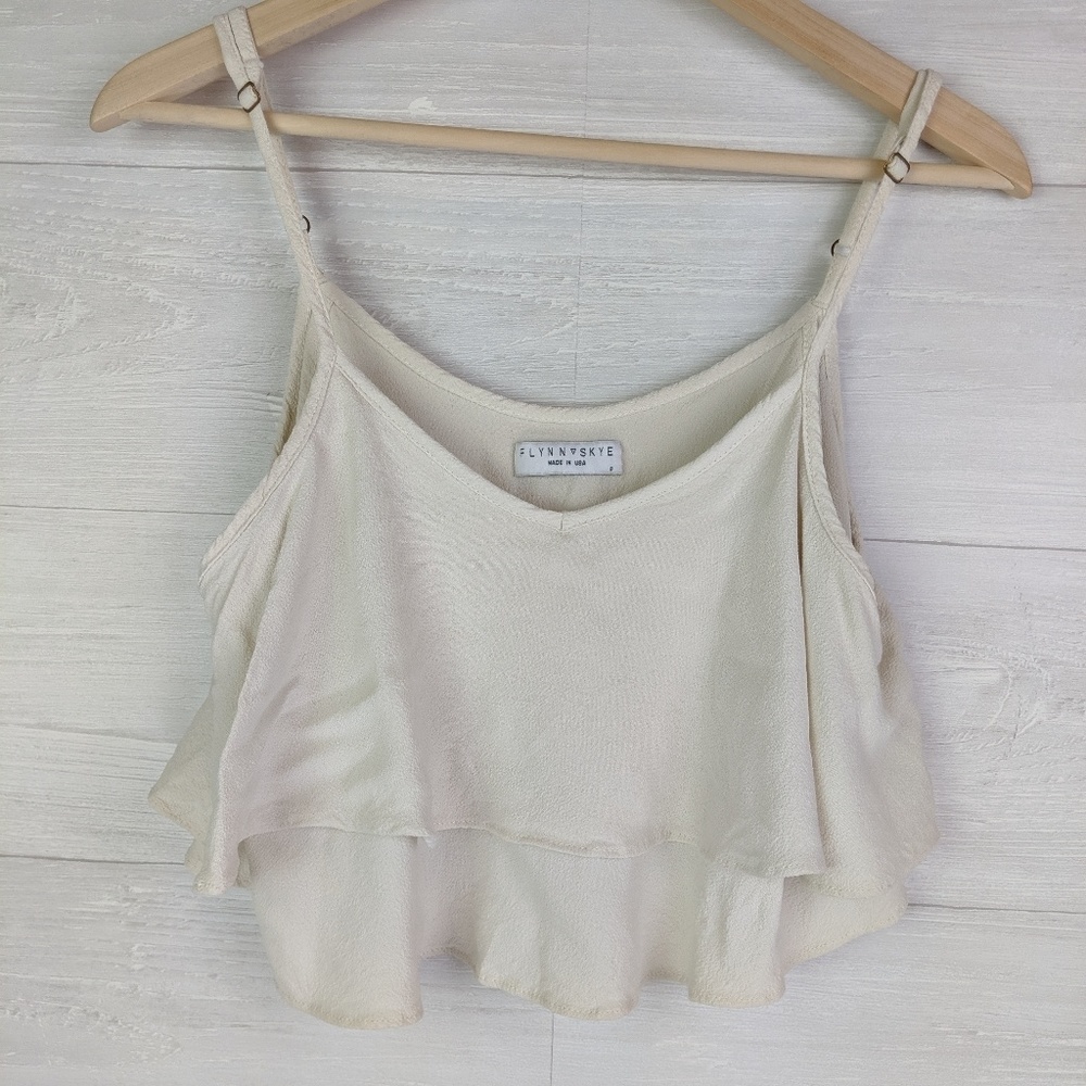 Flynn Skye Cream Flowy Two Layer Cropped Top